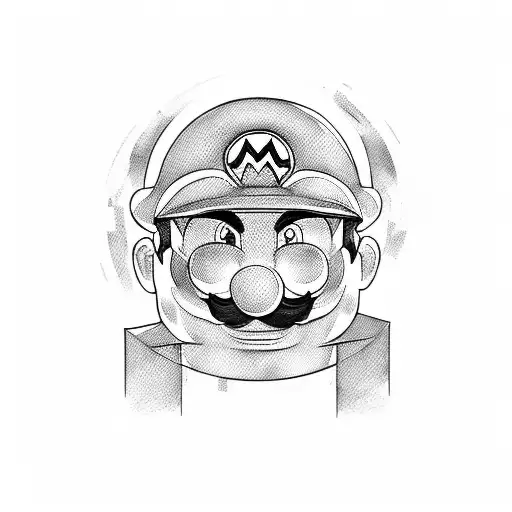 super Mario 3 with mf Doom mask tattoo design idea