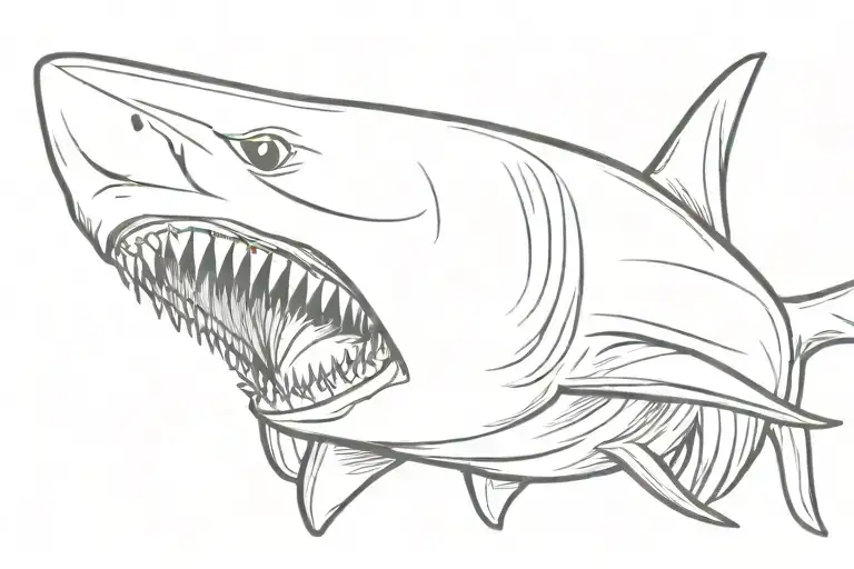shark with open mouth tattoo design idea
