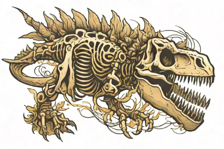 Dinosaur skeleton tattoo design idea
