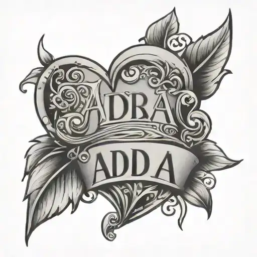 grandmas name Ada with a heart beside it tattoo design idea