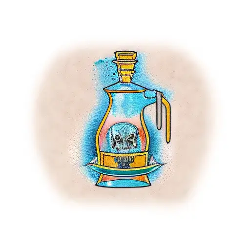 molotov cocktail carafe tattoo design idea