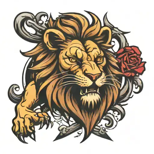 lion and crossbones tattoo design idea