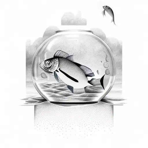 two lost souls swimming in a fish bowl tattoo design idea