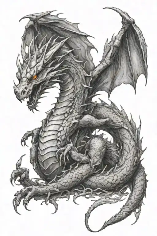 sketch for a tattoo of a dragon from the video game Elden Ring tattoo design idea