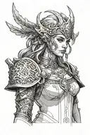 sketch for a tattoo of Malenia from the video game Elden Ring tattoo design idea