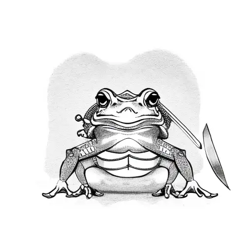 Samurai Frog with a tiny sword and armor tattoo design idea