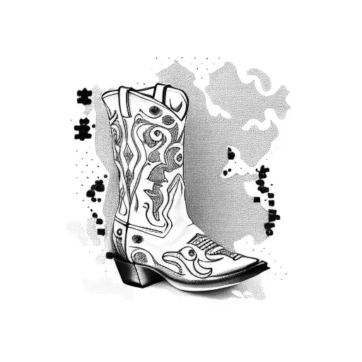 cow in cowboy boots tattoo design idea