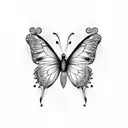 clock, butterfly and tattoo design idea