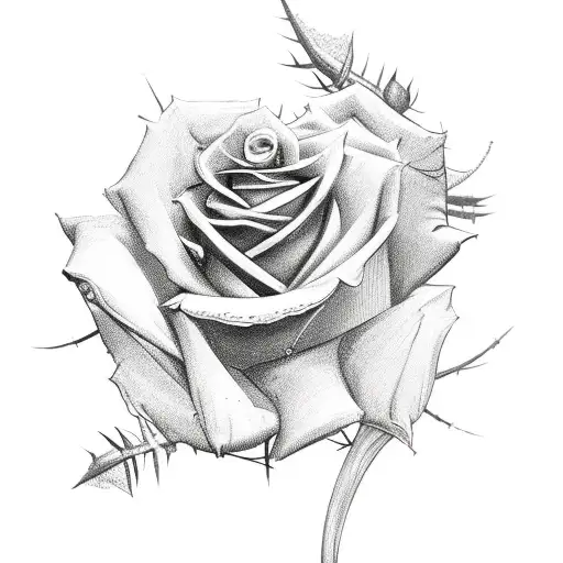 roses with thorns and a sword tattoo design idea