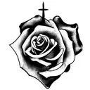 roses with thorns and a sword spine tattoo design idea