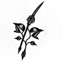 roses with thorns and a sword spine tattoo design idea