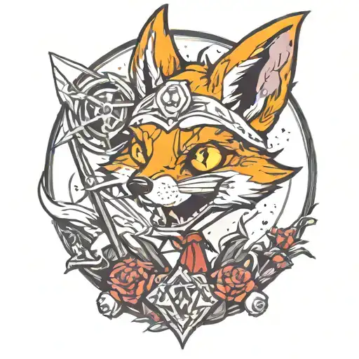 Zombie Fox with deathly hallows on it tattoo design idea