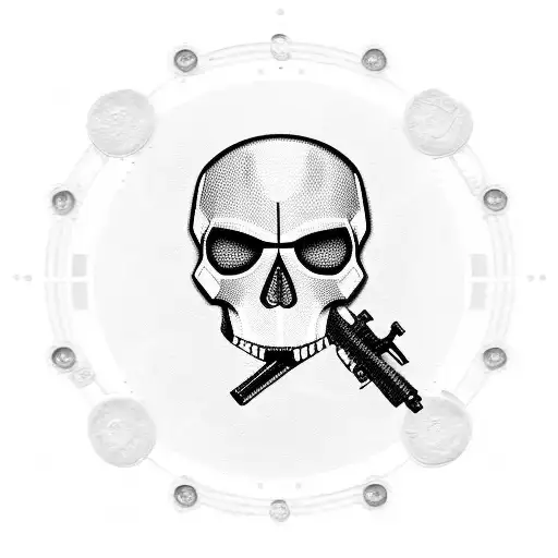skull, gun, watch, dolphin, skateboard wheel, military dog tags, iron man's arc reactor  tattoo design idea