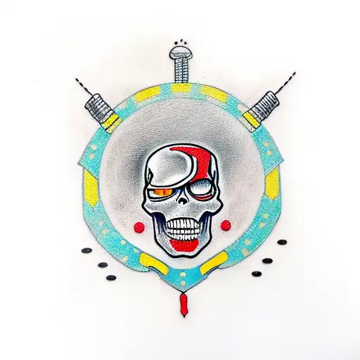 skull, gun, watch, dolphin, skateboard wheel, military dog tags, iron man's arc reactor  tattoo design idea