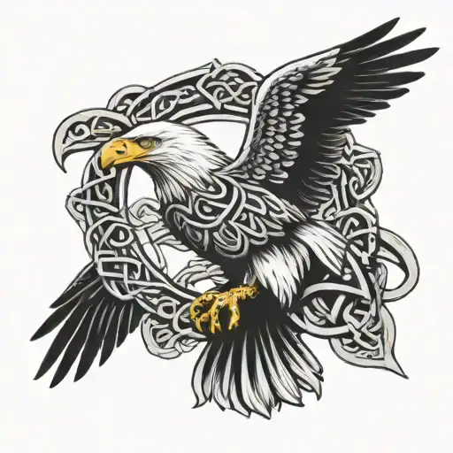 traditional celtic warrior knot and celtic peace knot inlayed in an eagle design  tattoo design idea