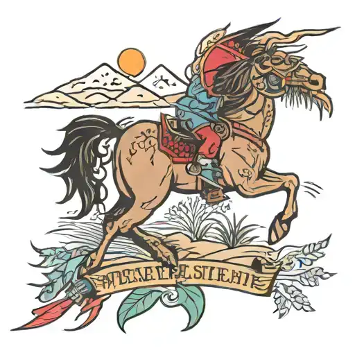 westernstyle, wilderness, coloured, on side of body tattoo design idea