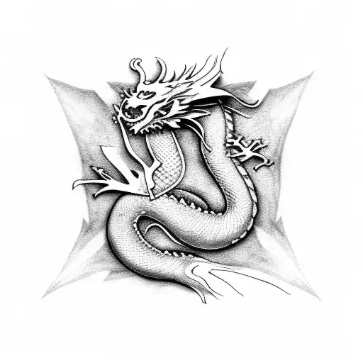 The dragon sleeps on an icy heart tattoo design idea