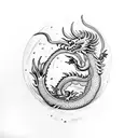 The dragon sleeps on an icy heart tattoo design idea