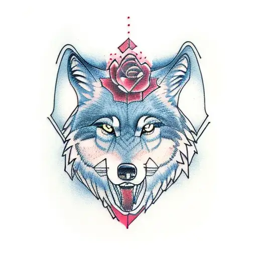 mountains Wolf Forest  tattoo design idea