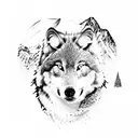 mountains Wolf Forest  tattoo design idea