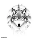 mountains Wolf Forest  tattoo design idea
