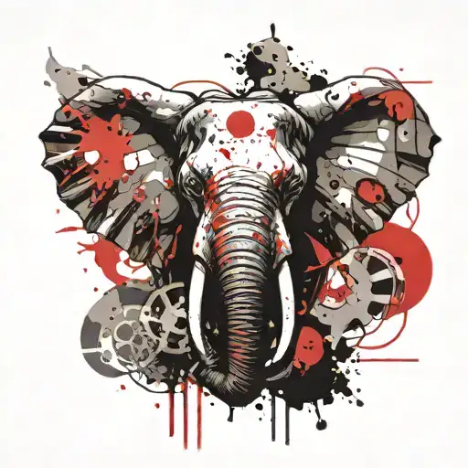 Elephant face in angry  tattoo design idea