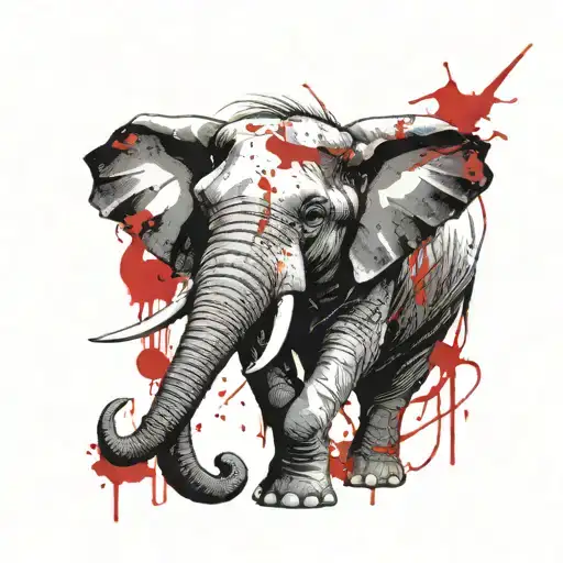 Elephant angry  tattoo design idea