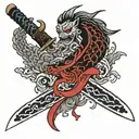 knife crossed tattoo design idea