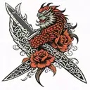 knife crossed tattoo design idea