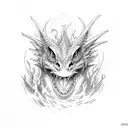 dragon spitting fire saying Morla tattoo design idea