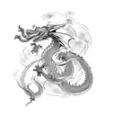 dragon spitting fire saying Morla tattoo design idea