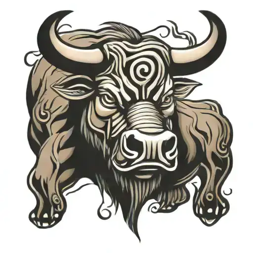 CMK, crypto, bull bear head tattoo design idea