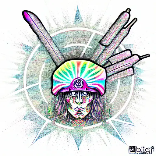 psychedelic mushroom warrior tattoo design idea