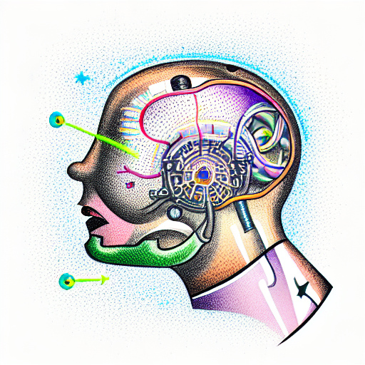 a confused artificial general intelligence bootstrapping itself, vibrant tattoo design idea