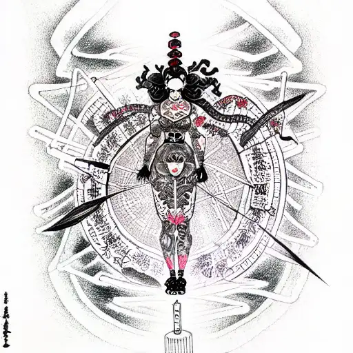 A Cyborg Travesti Crafting Spells To Invoke The Artificial Intelligence Gods tattoo design idea