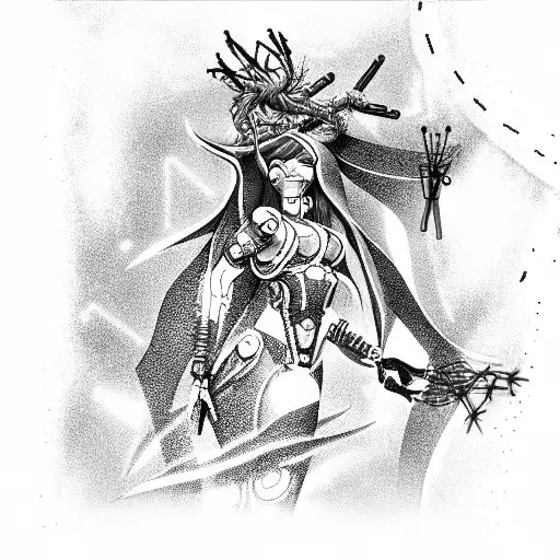 A Cyborg Travesti Crafting Spells To Invoke The Artificial Intelligence Gods tattoo design idea