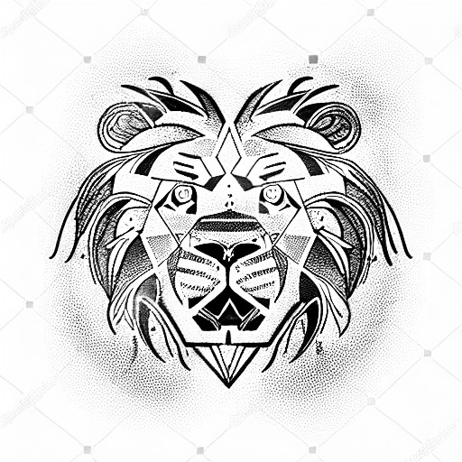 A Cybernetic Lion Eating an Analog hare tattoo design idea