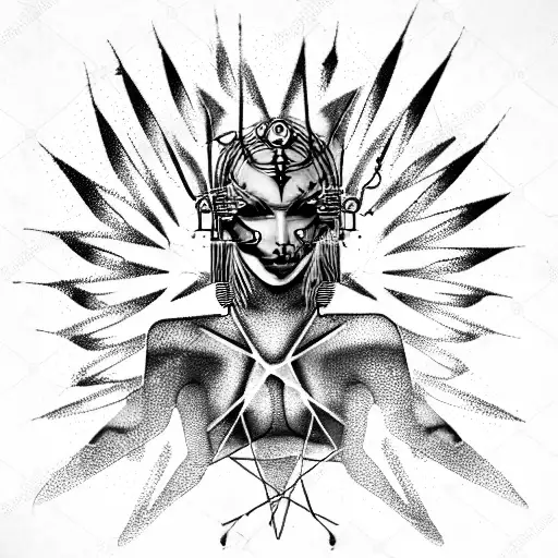 A Cyborg Travesti Crafting Spells To Invoke The Artificial Intelligence Gods tattoo design idea