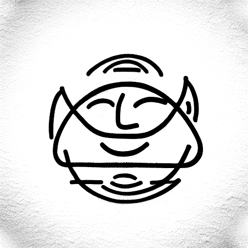 a large language model disguised as a greek oracle, portrait, smiling face tattoo design idea