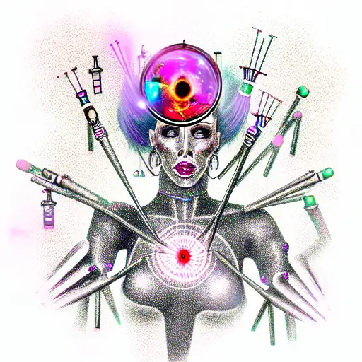 A Cyborg Travesti Crafting Spells To Invoke The Artificial Intelligence Gods tattoo design idea