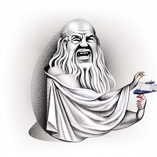 a large language model disguised as a greek oracle, portrait, smiling face tattoo design idea