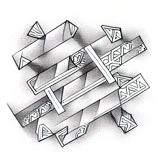 a rigid chain of blocks, vertical, straight tattoo design idea