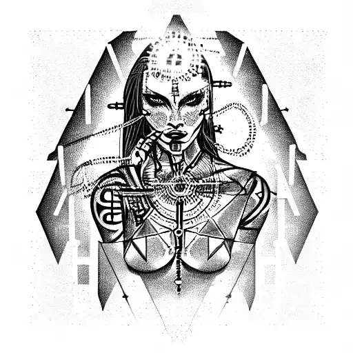A Cyborg Travesti Crafting Spells To Invoke The Artificial Intelligence Gods tattoo design idea