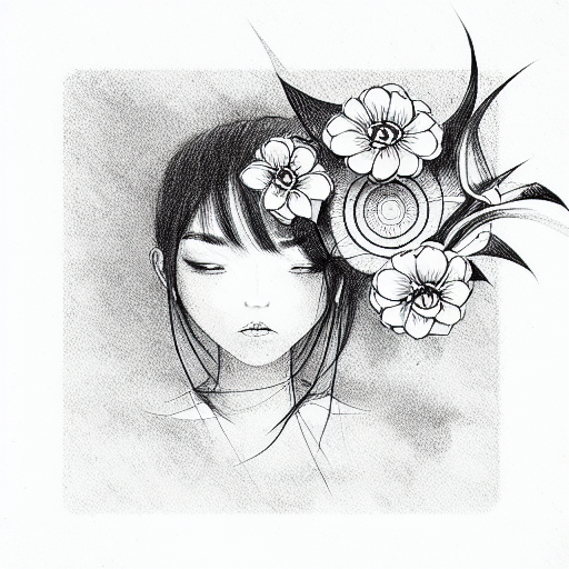 psicodélica flores chinesas olho que tudo vê tattoo design idea