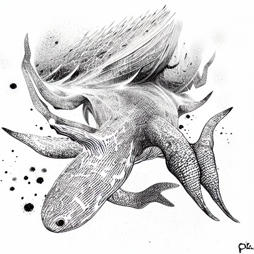 polvo psicodélico no mar com algas tattoo design idea