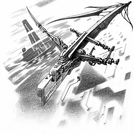 Sentinel attacking a ship, from The Matrix, 1999 tattoo design idea