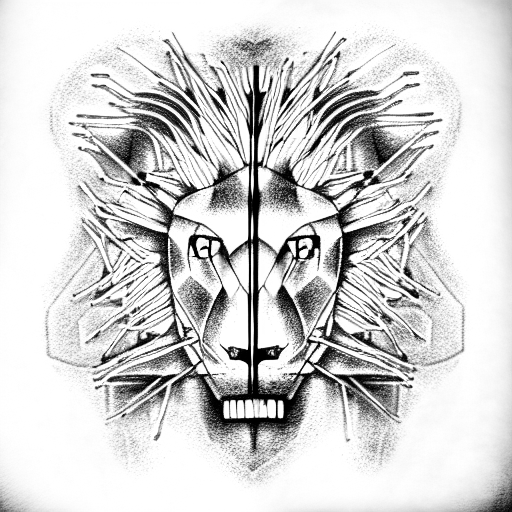 cybernetic lion eating a robot hare tattoo design idea