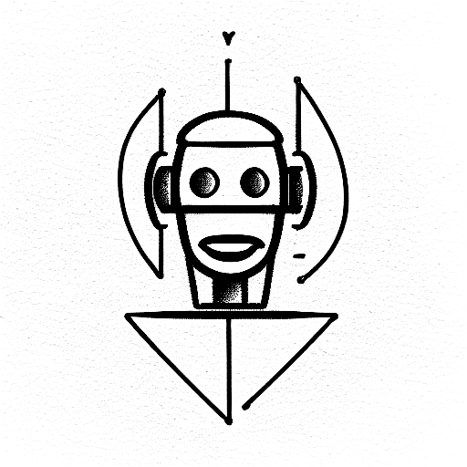 a large language model disguised as a robot oracle, portrait, smiling face tattoo design idea