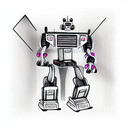 luxurious humanoid limousine robot, in the style of The Transformers tattoo design idea