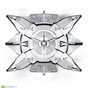 top view of futuristic spaceship, highly detailed tattoo design idea